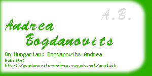 andrea bogdanovits business card